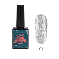 Гель-лак «Слово Мастера», с глиттером №01 – седая ночь, TNL Professional, 10 мл